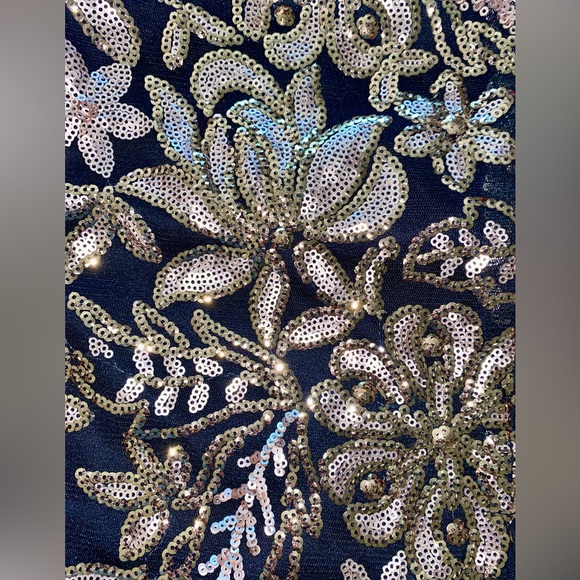 SALE-NWT Jealous Tomato Elegant Black Gold Sequin Embroidered Midi Skirt - Picture 15 of 15